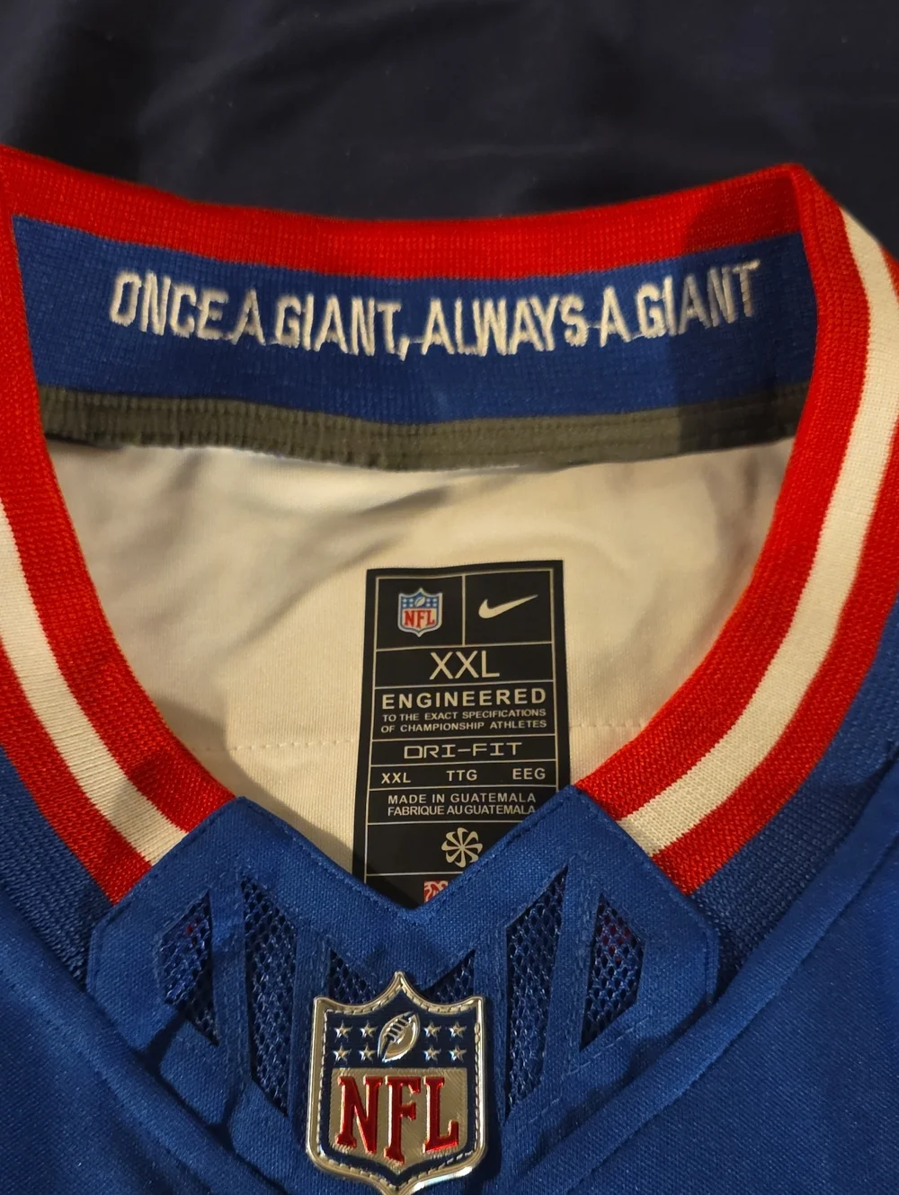 Nike Mens Blue Giants #1 NFL Jersey with Red & White Trim Size XXL